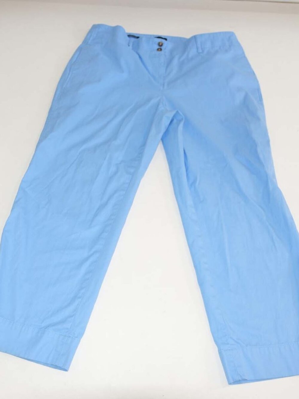 Talbots Women's New England Chino Cropped Wide Leg Pants 16W Blue 28.5" Inseam